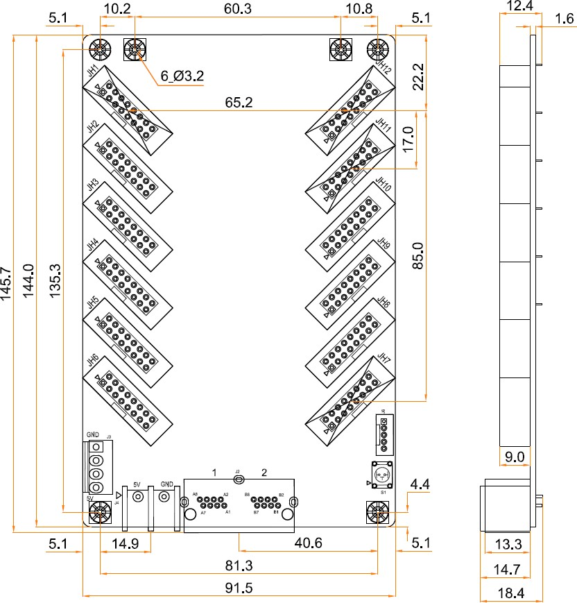 Bản vẽ kỹ thuật Card thu màn hình LED Novastar DH7512S DK47