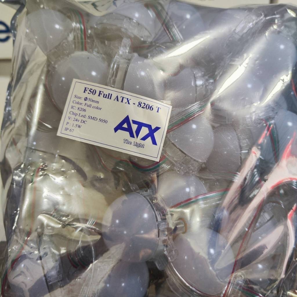 Tổng đại lý Led bát 50mm Full color IC 8206 đầu đục ATX