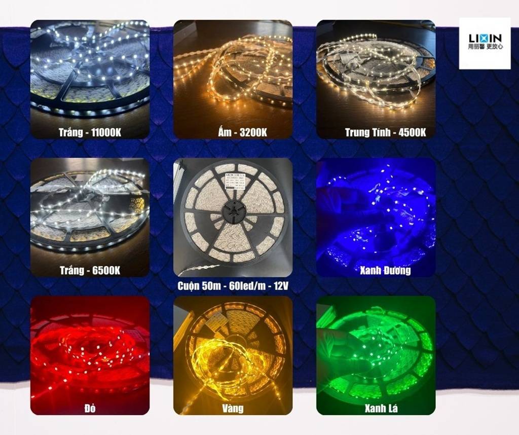 Kho Led dây dán ziczac 12V 60 led vàng nắng 3200K LIXIN ngoài trời