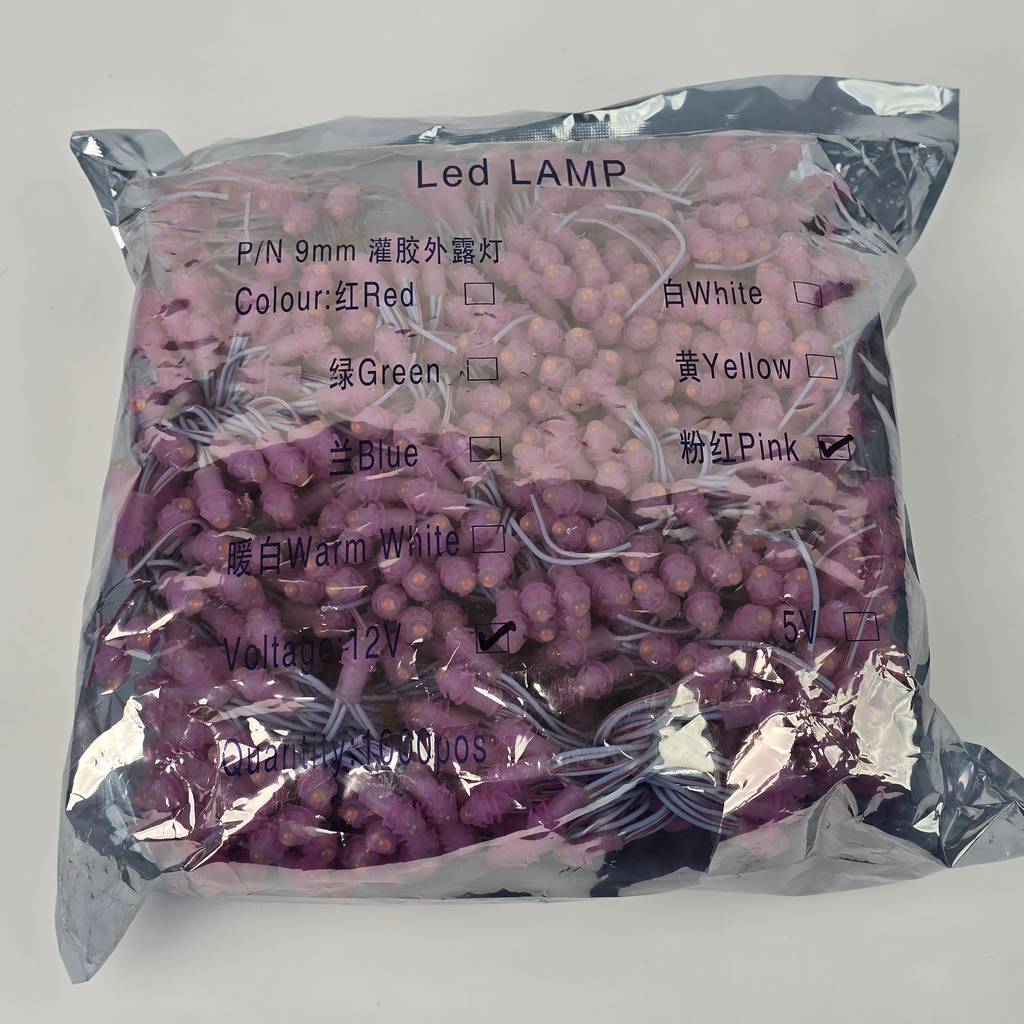 Led đúc F5 12V hồng TYY đế 9mm