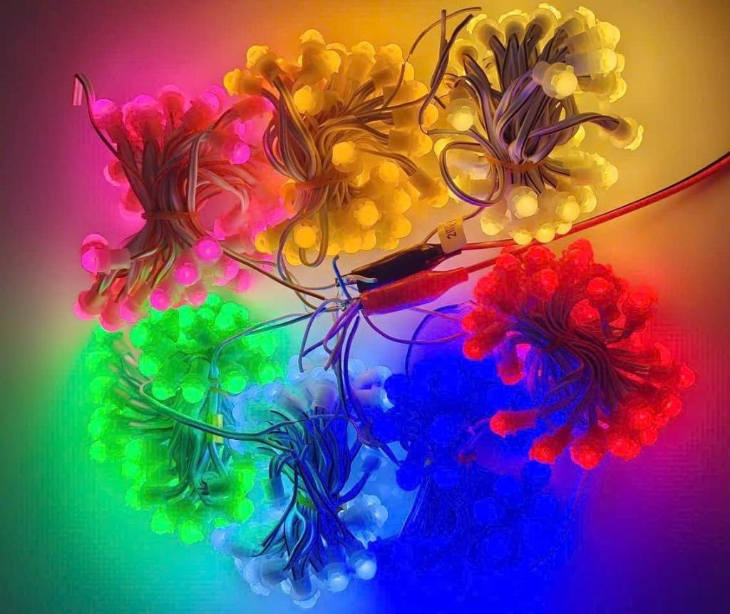 Led đúc module 5V hồng SMD đế 9mm 4 bóng