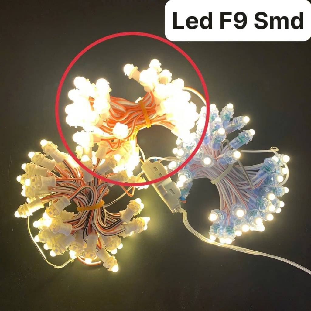 Giá sỉ Led đúc F9 12V vàng nắng SMD đế 9mm