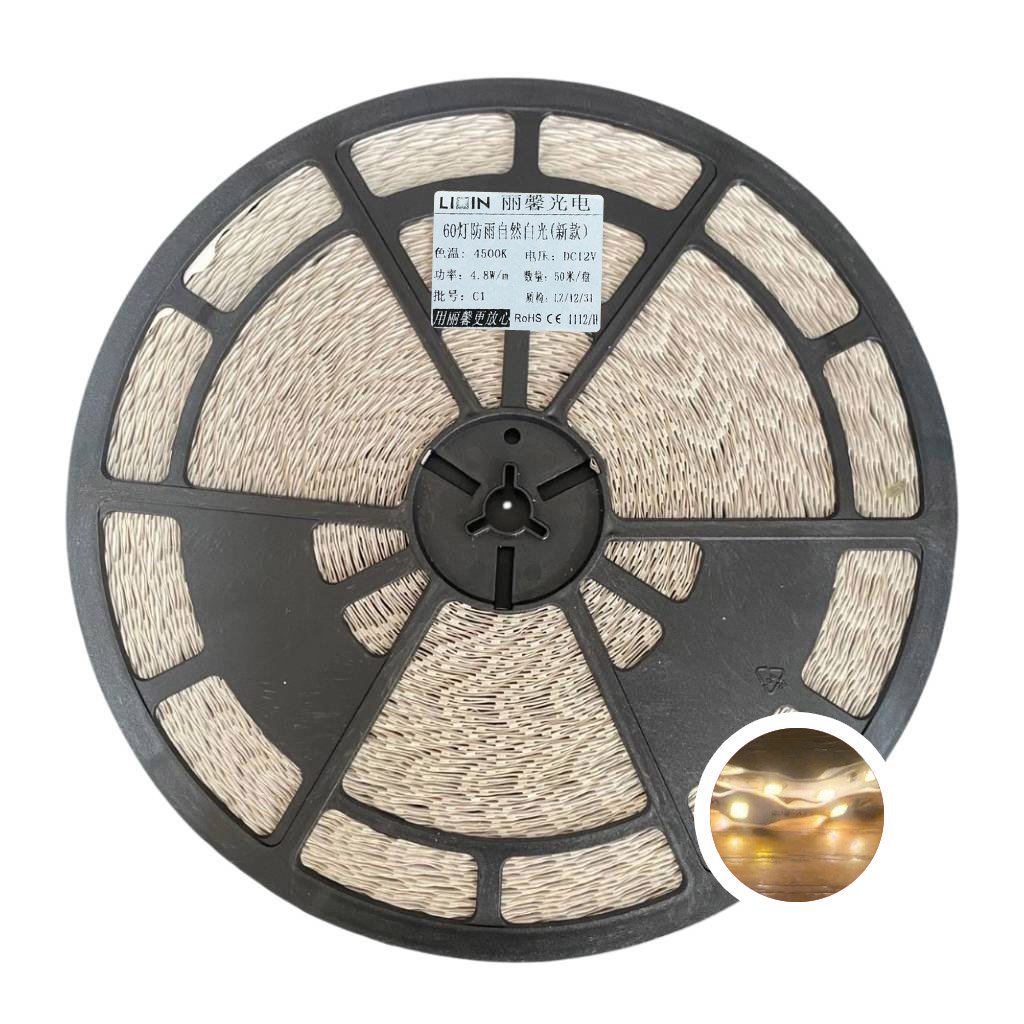 Led dây dán ziczac 12V 60 led trắng ấm 4500K LIXIN ngoài trời LS35