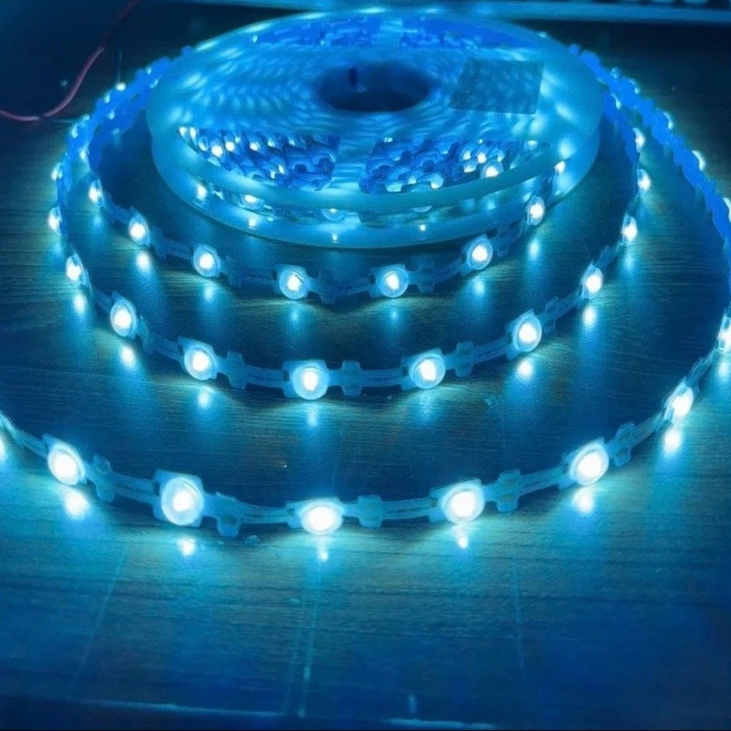 Led dây dán ziczac 12V 3030 thấu kính tỏa xanh ngọc ngoài trời LS58